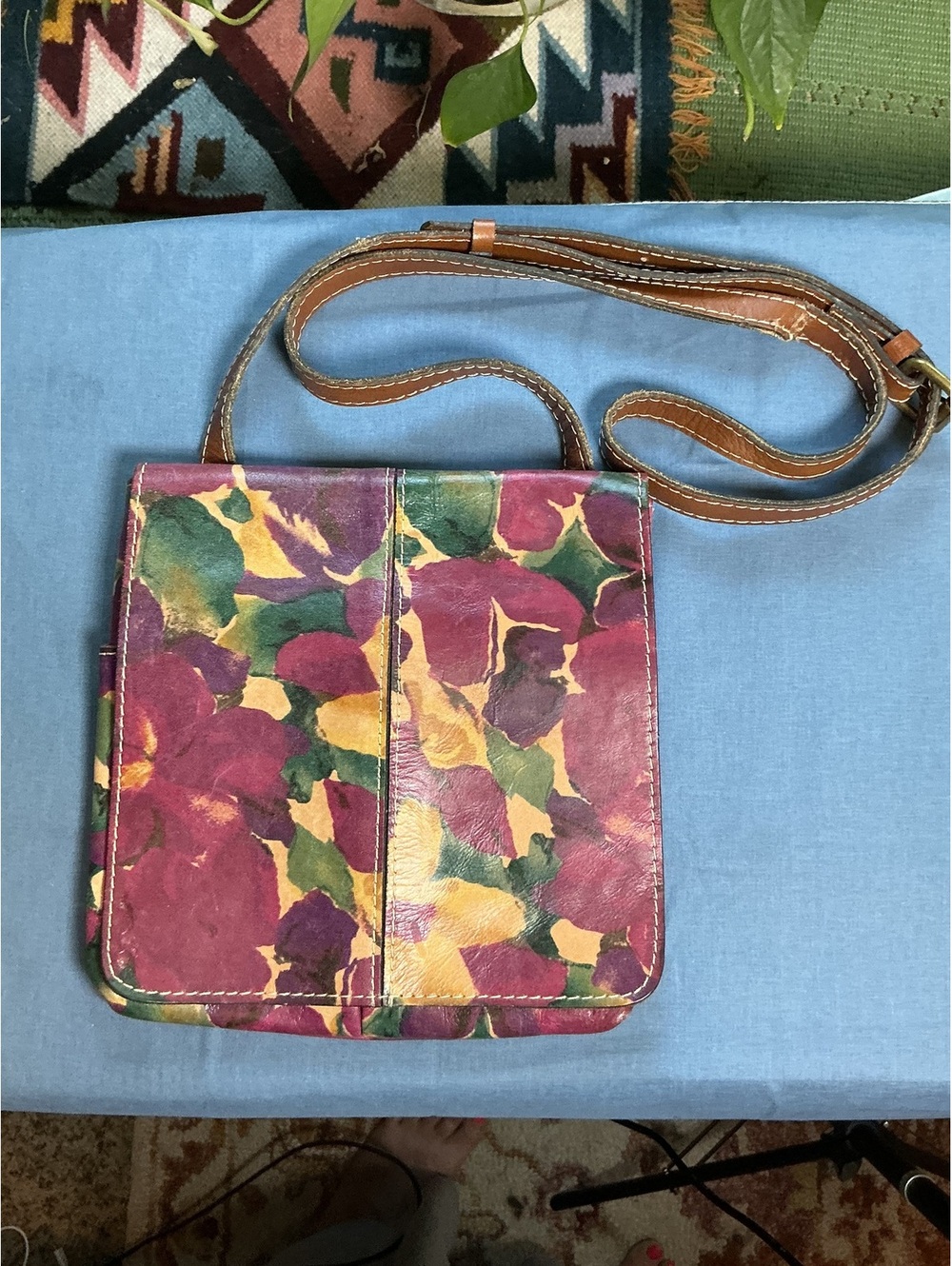 Patricia Nash Crossbody Italian Leather Floral Handbag Purse